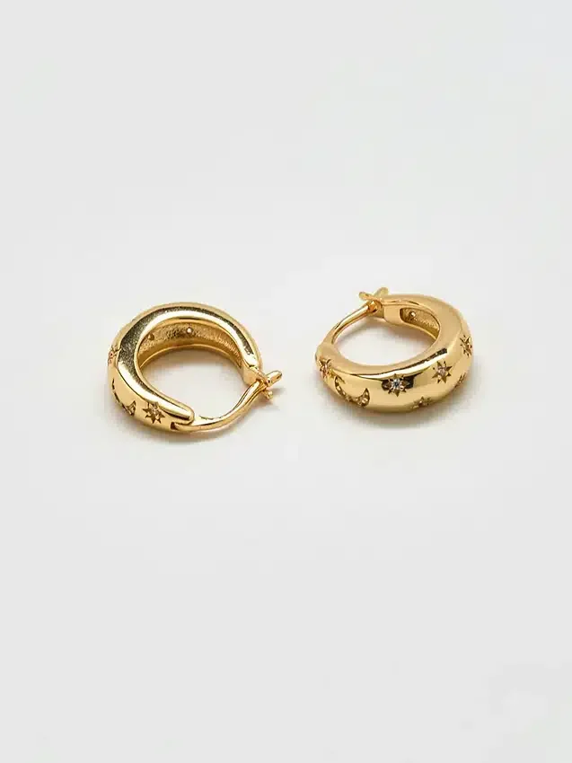 Admiral Row Moon and Star Gold Hoop Earrings