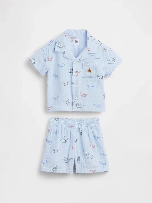 Baby Cotton Gauze Cabana Outfit Set