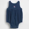 Baby Cotton Gauze Denim Bubble Bodysuit