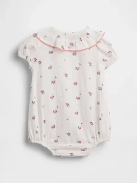 Baby Cotton Gauze Floral Collared Bodysuit