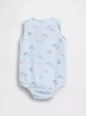 Baby Cotton Gauze Henley Pocket Tank Bodysuit