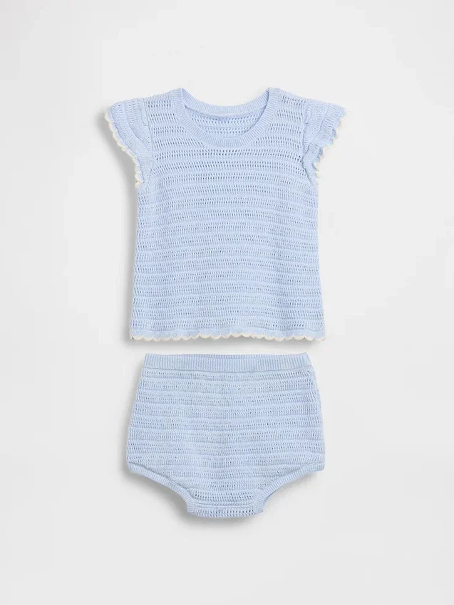 Baby Crochet Stripe Outfit Set
