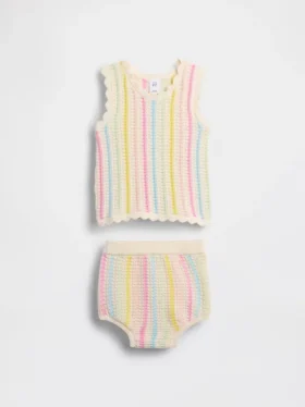 Baby Crochet Stripe Tank Outfit Set