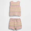 Baby Crochet Stripe Vest Outfit Set