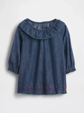 Baby Denim Ruffle Collar Dress