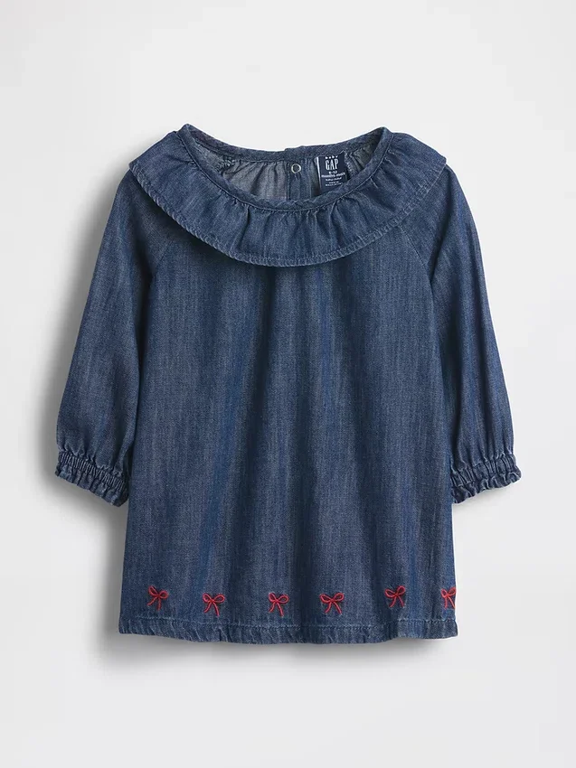 Baby Denim Ruffle Collar Dress