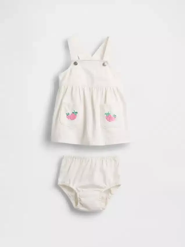 Baby Denim Strawberry Skirtall Set