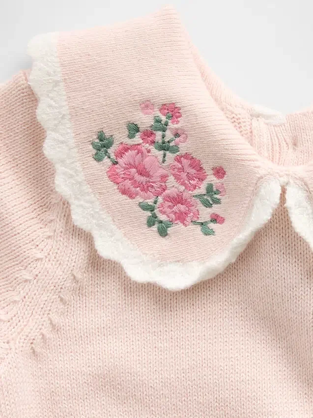 Baby Embroidered Collar Sweater Bodysuit