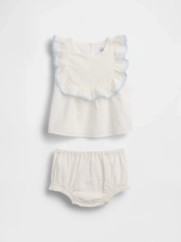 Baby Eyelet Bib Outfit Set