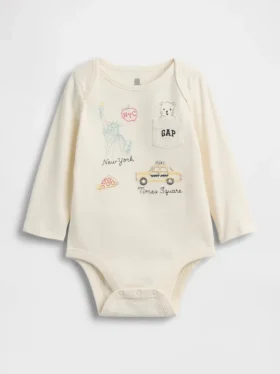Baby First Favorites Organic Cotton Nyc Logo Pocket Bodysuit