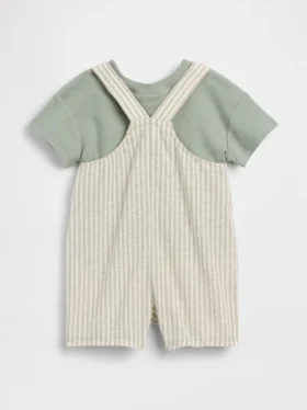 Baby Linen-Cotton Shortall Outfit Set