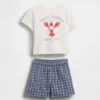 Baby Lobster Graphic T-Shirt & Plaid Short Set