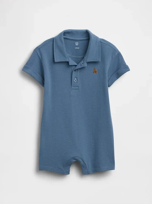 Baby Pique Polo Shorty One-Piece