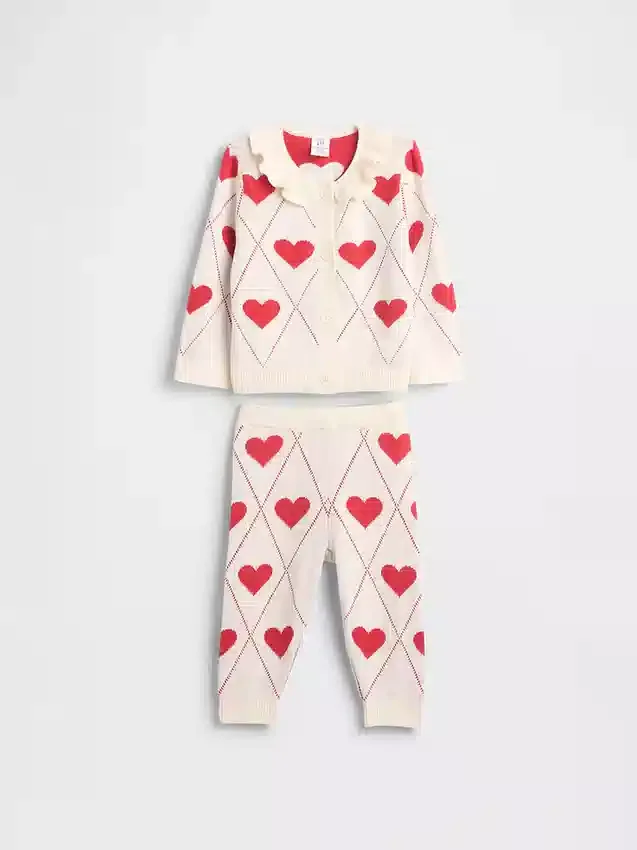 Baby Ruffle Collar Cardigan Sweater Set