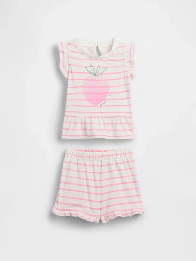 Baby Strawberry Ruffle Outfit Set