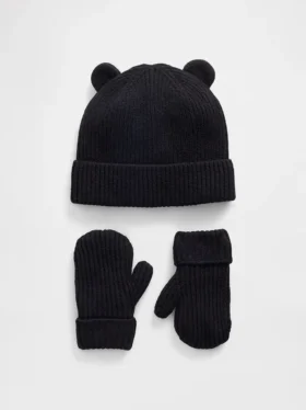 Baby & Toddler Cashsoft Bear Beanie & Mittens Set
