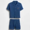 Baby & Toddler Cotton Gauze Denim Outfit Set