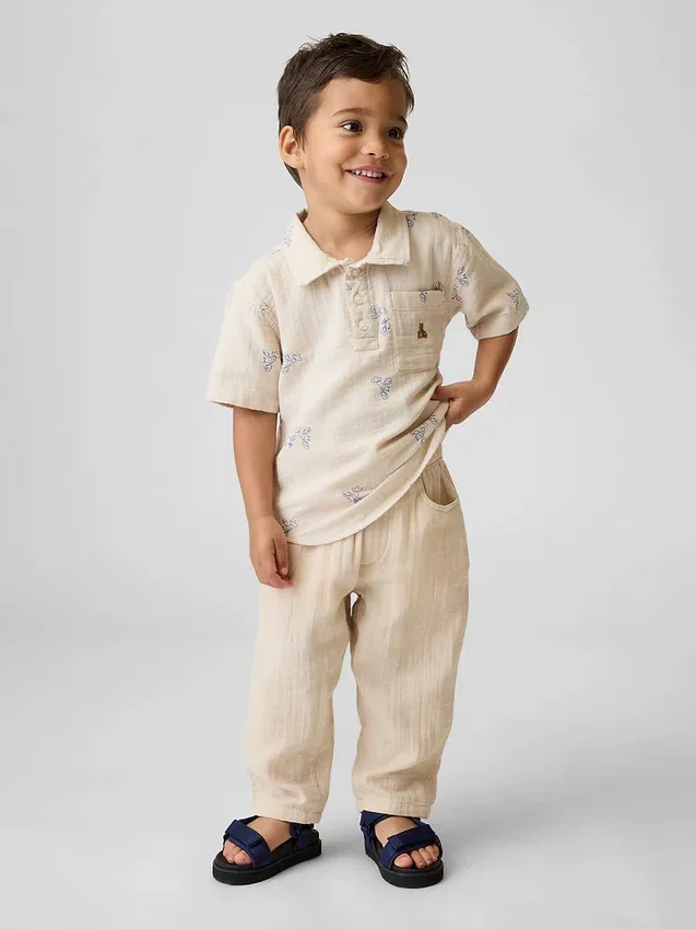 Baby & Toddler Cotton Gauze Pull-On Barrel Pants