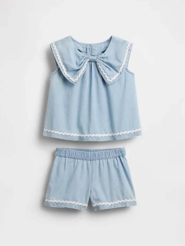 Baby & Toddler Denim Bow Outfit Set