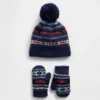 Baby & Toddler Fair Isle Pom Beanie & Mittens Set