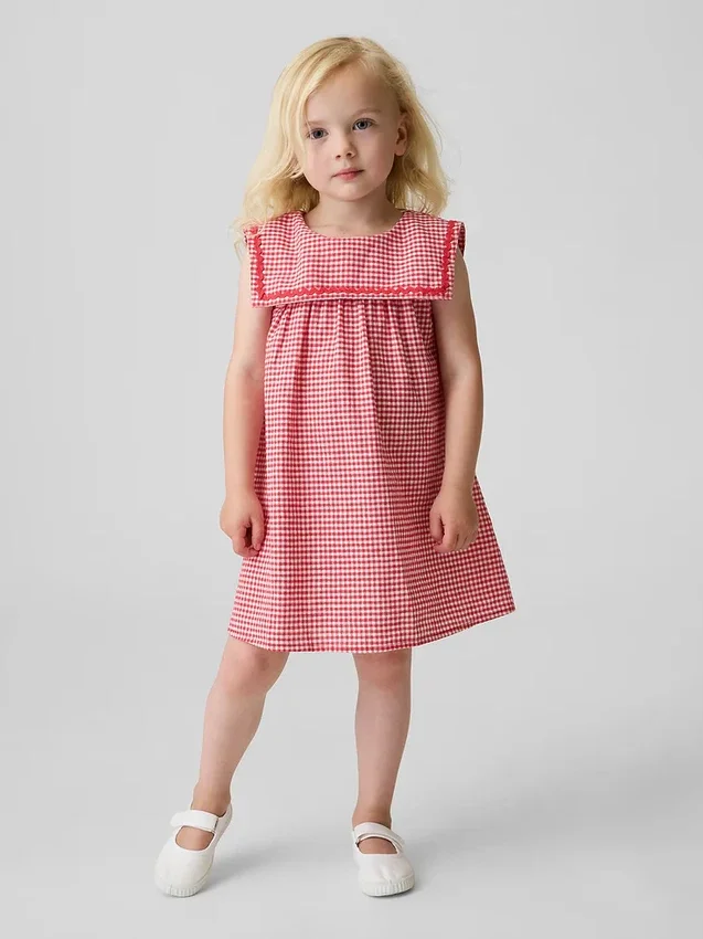Baby & Toddler Linen-Cotton Gingham Sailor Dress