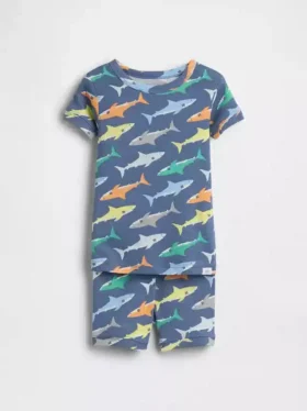 Baby & Toddler Organic Brushed Cotton Shark Pj Short Set