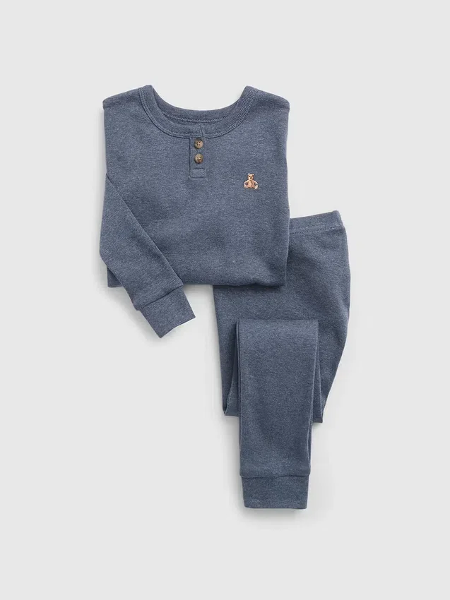 Baby & Toddler Organic Cotton Heather Henley Pj Set
