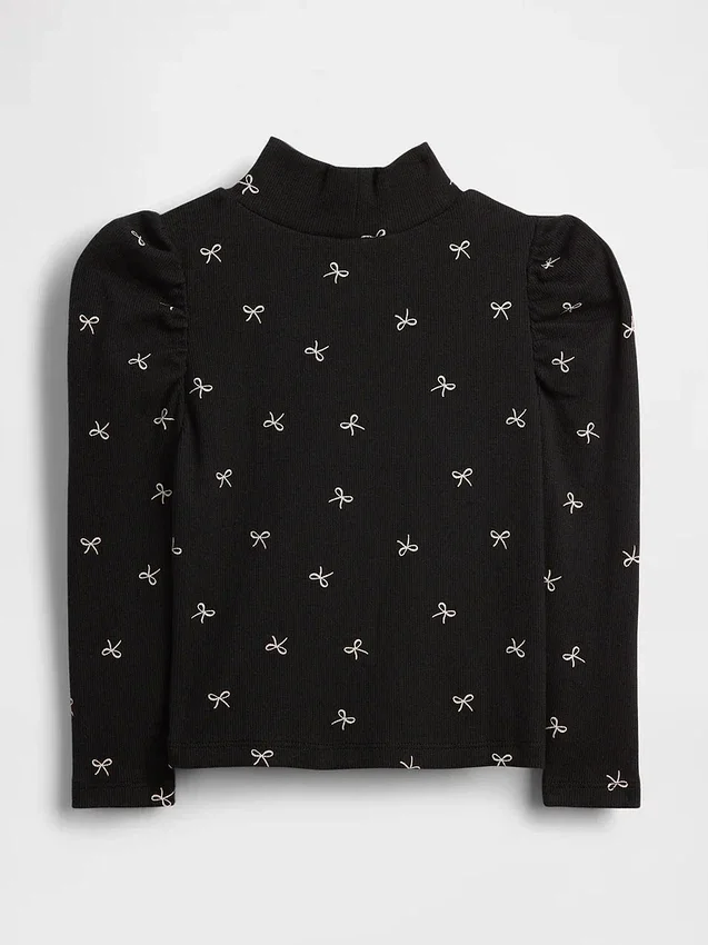 Baby & Toddler Puff-Sleeve Rib Mockneck