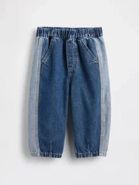 Baby & Toddler Two-Tone Pull-On Barrel Jeans