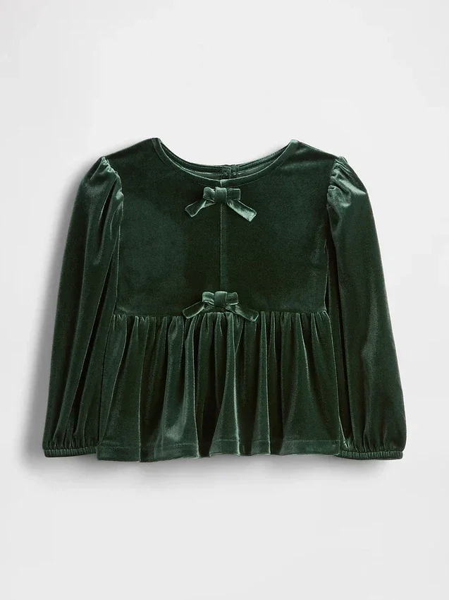 Baby & Toddler Velour Bow Top