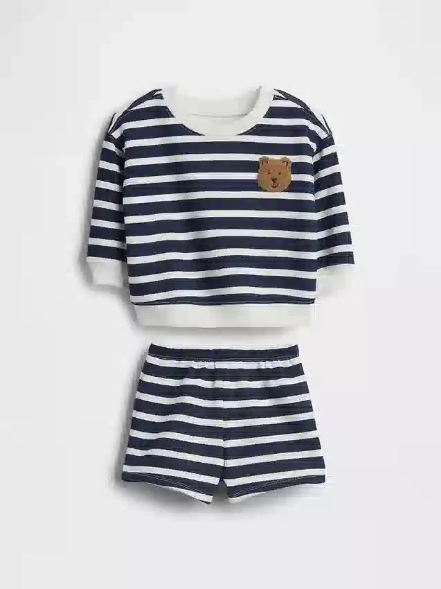 Baby Vintagesoft Bear Stripe Sweat Set
