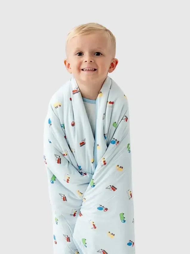 Bamboo Little Trucks Baby Blanket