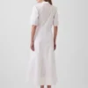 Barrel-Sleeve Maxi Shirtdress