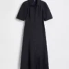 Barrel-Sleeve Maxi Shirtdress