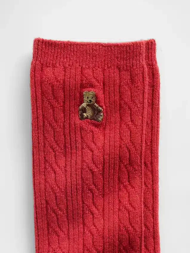 Brannan Bear Cable-Knit Crew Socks