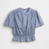 Button-Front Crop Peplum Top