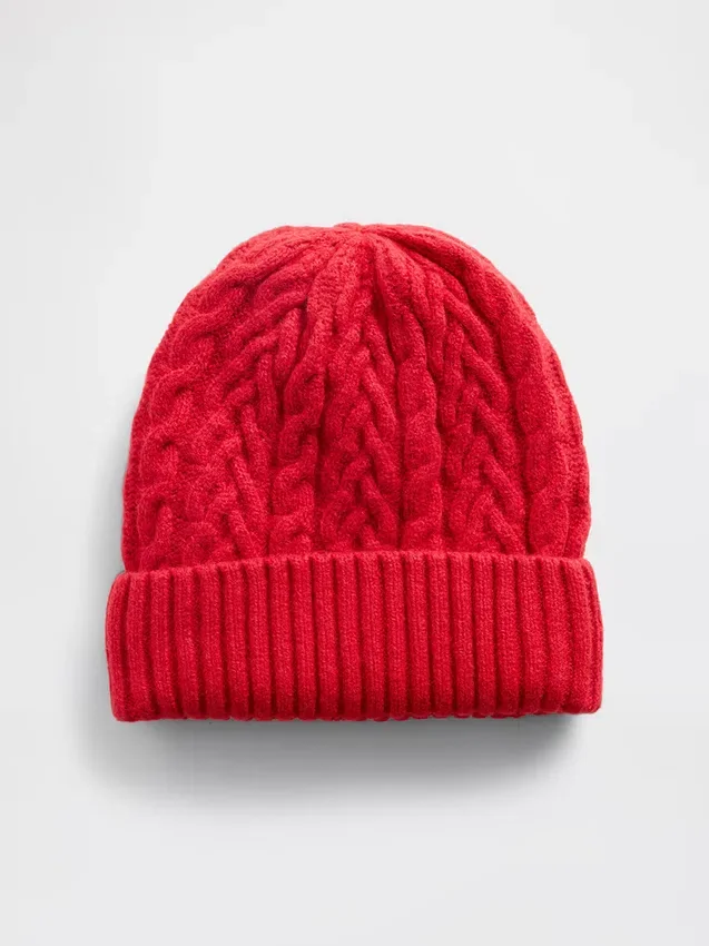 Cashsoft Cable-Knit Beanie