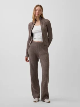 Cashsoft Cable-Knit Boot Sweater Pants