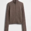 Cashsoft Cable-Knit Crop Zip Cardigan