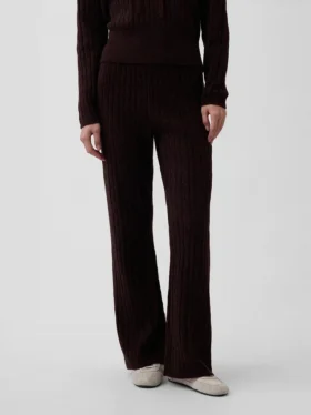 Cashsoft Cable-Knit Sweater Pants