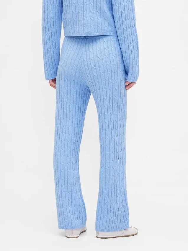 Cashsoft Cable-Knit Sweater Pants