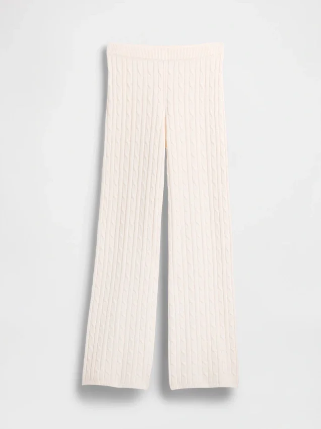 Cashsoft Cable-Knit Sweater Pants