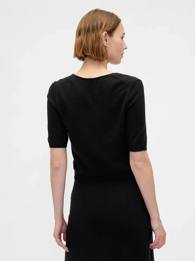 Cashsoft Elbow Sleeve Crop Sweater