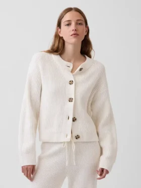 Cashsoft Oversized Shaker-Stitch Cardigan