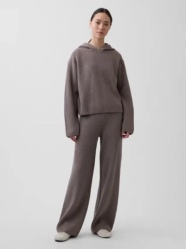 Cashsoft Oversized Shaker-Stitch Hoodie