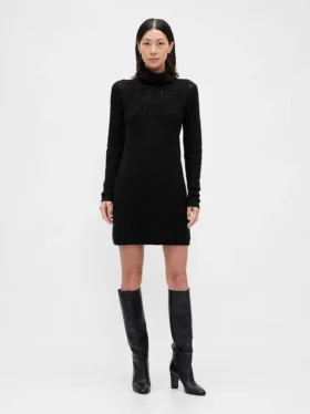Cashsoft Pointelle Turtleneck Sweater Dress