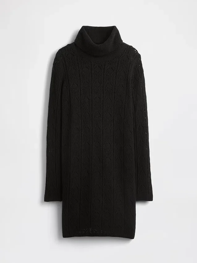 Cashsoft Pointelle Turtleneck Sweater Dress