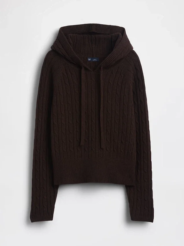 Cashsoft Relaxed Cable-Knit Hoodie