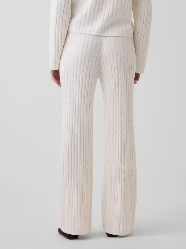 Cashsoft Relaxed Cable-Knit Sweater Pants