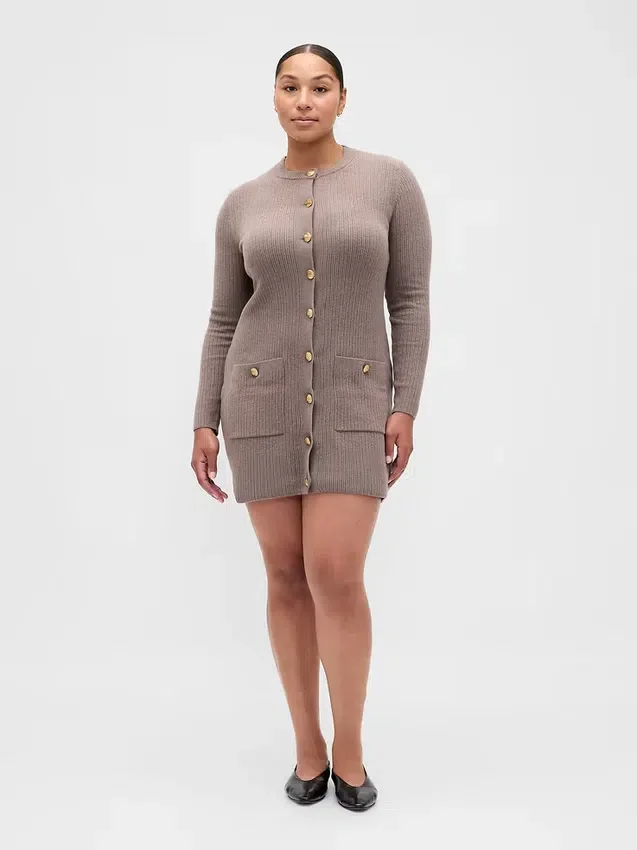 Cashsoft Rib Pocket Mini Sweater Dress